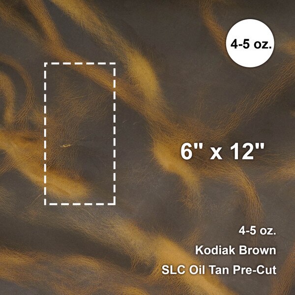 100-051.SLC.01.jpg Kodiak Brown Oil Tan Pre-Cut 6"x 12" Image