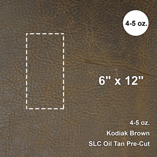 100-051.SLC.1.jpg Kodiak Brown Oil Tan Pre-Cut 6"x 12" Image