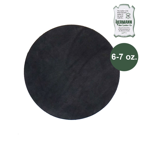 100-12601.SLC.1.jpg Hermann Oak Drum Dyed Black Pre-Cut 6-7 oz. 12" Round Image