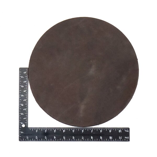 100-12602.SLC.2.jpg Hermann Oak Drum Dyed Browm Pre-Cut 6-7 oz. 12" Round Image