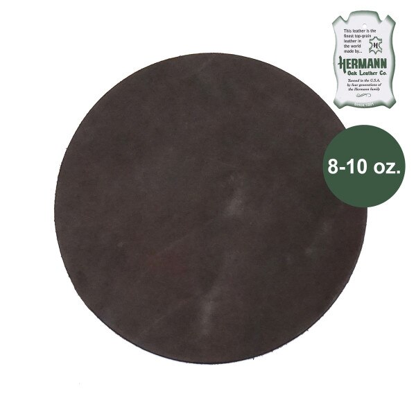 100-12702.SLC.1.jpg 12" Round 8-10oz. Brown Hermann Oak Drum Dyed Pre-Cut Image