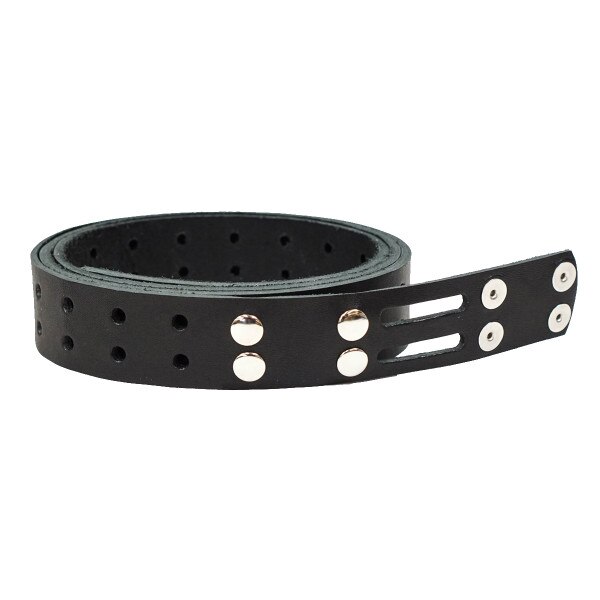 100-2029.SLC.1.jpg Double Hole Belt Blank w/ Snaps - Hermann Oak Black Image
