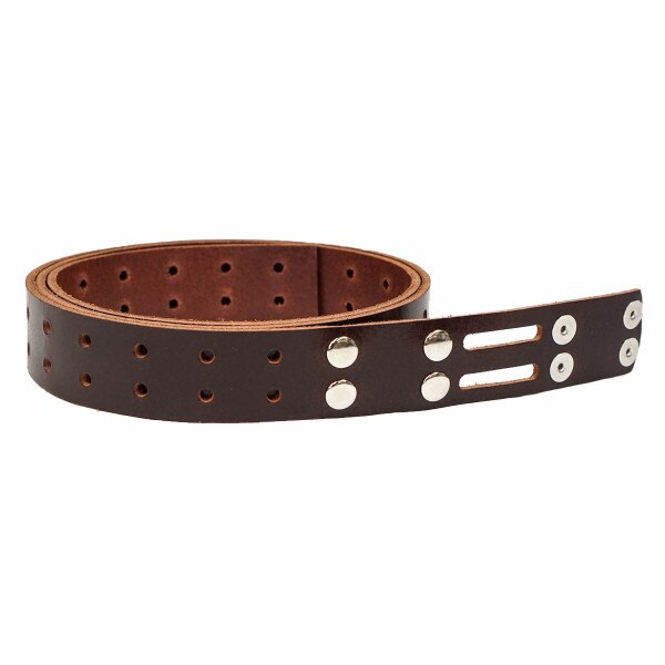 100-2089.SLC.1.jpg 1 1/2" Antique Mahogany Buffalo Double Hole Belt Blank w/ Snaps Image
