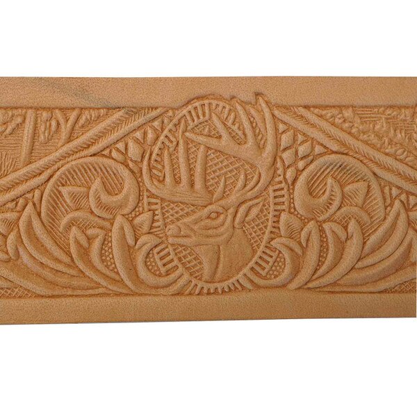 100-456803.SLC.02.jpg 1-1/2" Embossed Deer Name Space Belt Strip Image