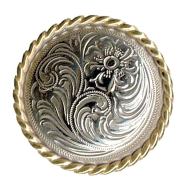 115-178604.SLC.jpg 1" Floral Rope Concho - Silver Plate/Gold Plate Image