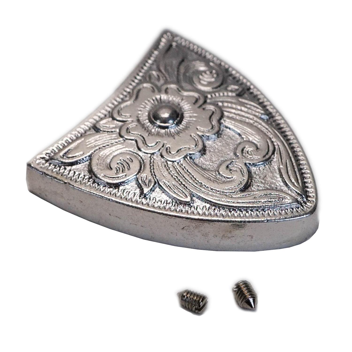 Western Floral Belt Tip Shiny Silver 1 1 4 Springfield Leather