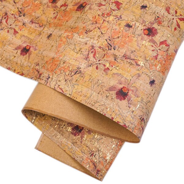 138-16.SLC.1.jpg Full sheet of Floral Watercolor on Gold Cork Image