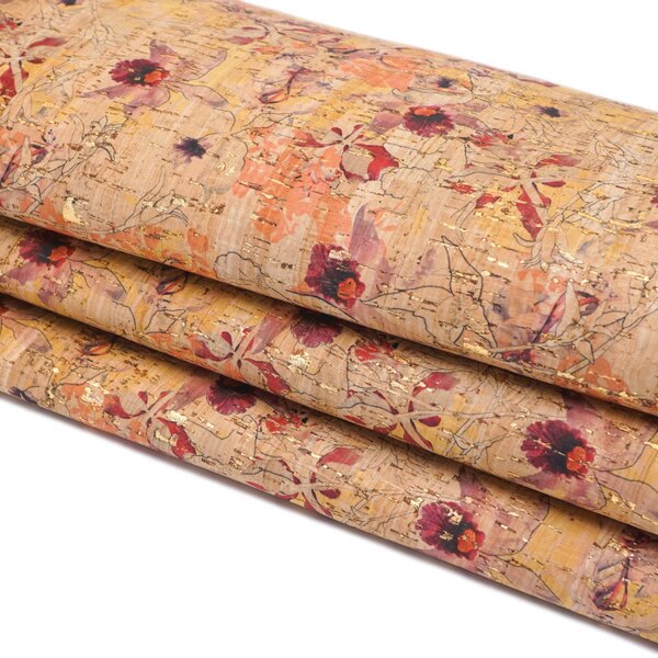 138-16.SLC.2.jpg Full sheet of Floral Watercolor on Gold Cork Image