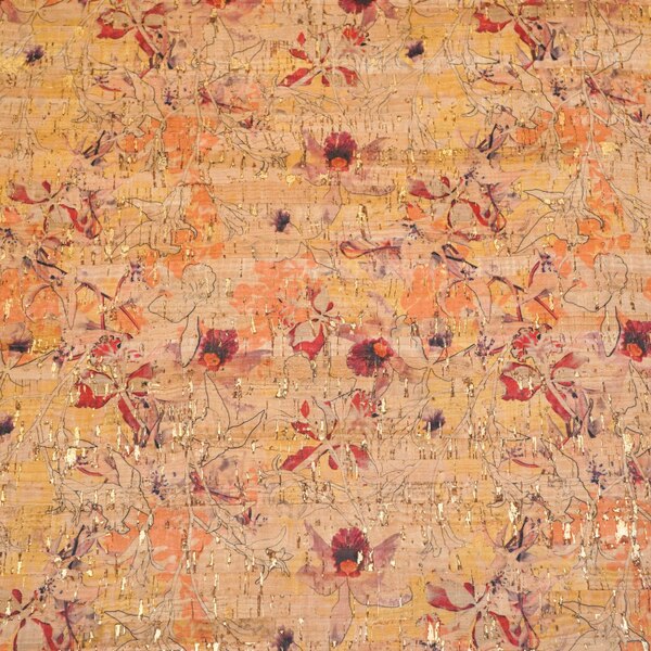 138-16.SLC.3.jpg Full sheet of Floral Watercolor on Gold Cork Image