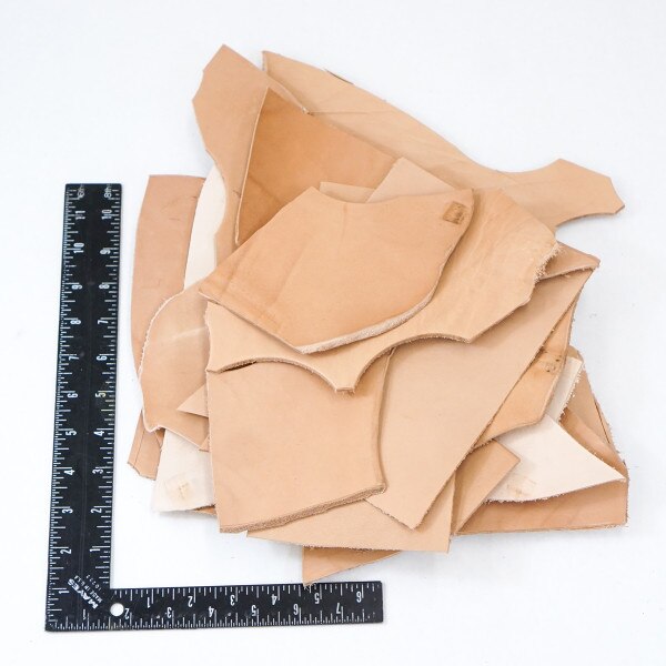 Lightweight 2 LBS Veg-Tan Leather Scraps, Remnants