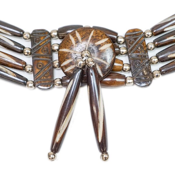 16-5451.SLC.1.jpg Bone Choker - Brown & White W/Drop Image