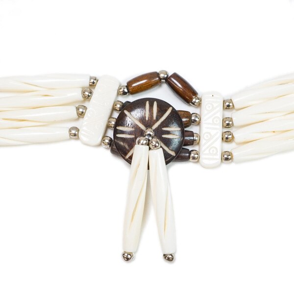 16-5453.SLC.1.jpg Bone Choker - Brown & White Cut Beads Image