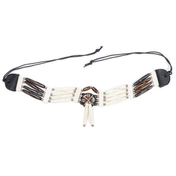 16-5453.SLC.2.jpg Bone Choker - Brown & White Cut Beads Image
