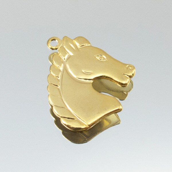 222-1602.SLC.jpg Large Roman Horse Pewter Charm - Gold Plate Image