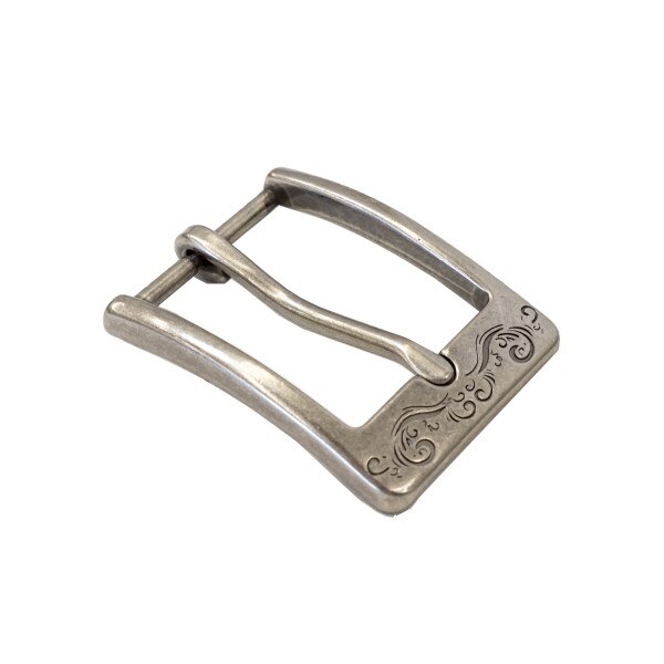 378-3201.SLC.2.jpg 1 ¼" Squared Engraved Buckle - Antique Nickel Image