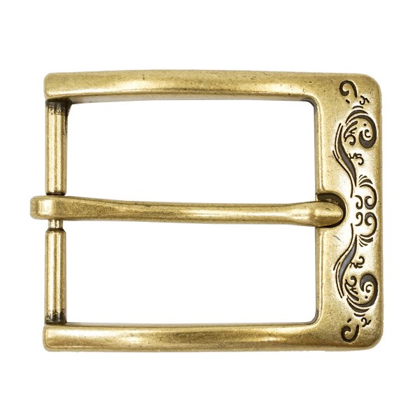 378-3204.SLC.1.jpg 1 ½" Squared Engraved Buckle - Antique Brass Image
