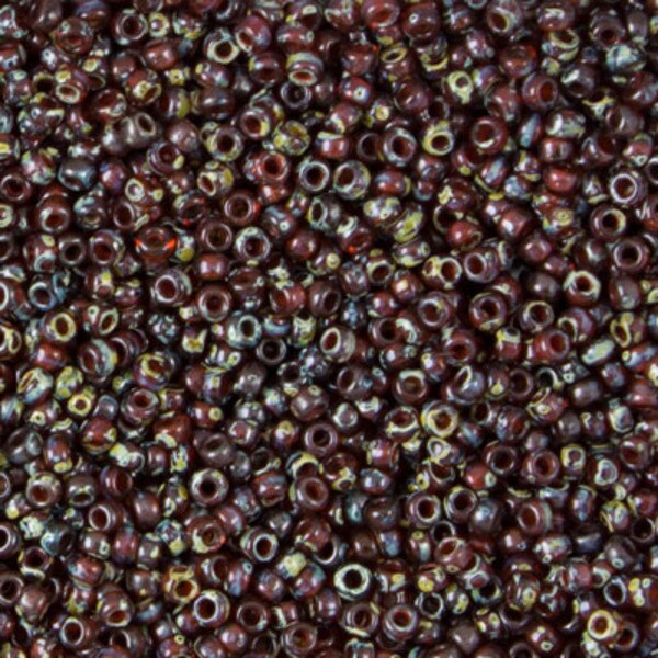 45-1194503.SLC.jpg 11/0 Seed Beads - Picasso Red Brown Transparent 22g Image