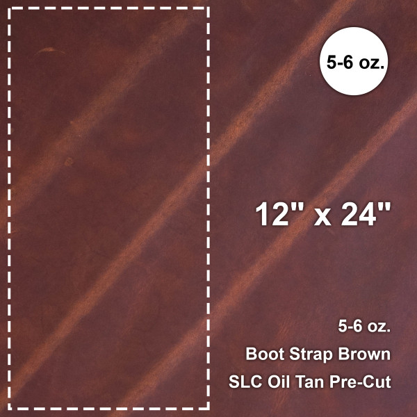 579-1230.SLC.1.jpg Boot Strap Brown 5-6 oz. Oil Tan Pre-Cut 12" x 24" Image