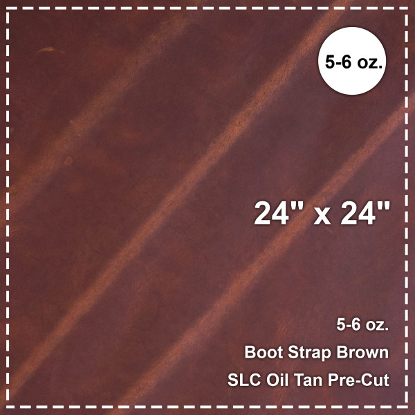 579-1240.SLC.1.jpg Boot Strap Brown 5-6 oz. Oil Tan Pre-Cut 24" x 24" Image