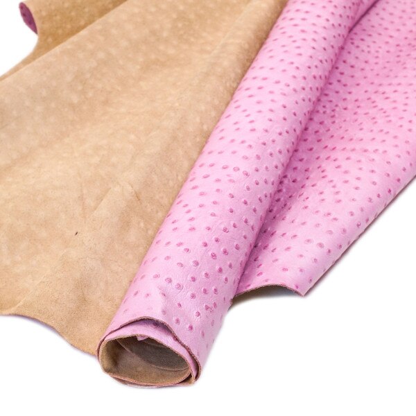 62-63.SLC.01.jpg Ostrich Print on Cow Sides - Hot Pink Image