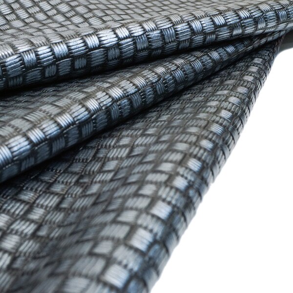 665-033.SLC.2.jpg Basketweave Cowhide Pre-Cut - Gunmetal - 12" x 24" Image