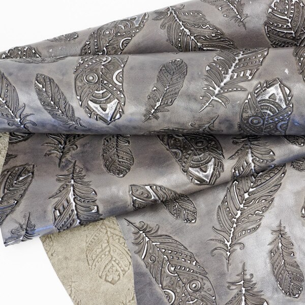 665-1904.SLC.1.jpg Embossed Plume Hide - Pewter Image