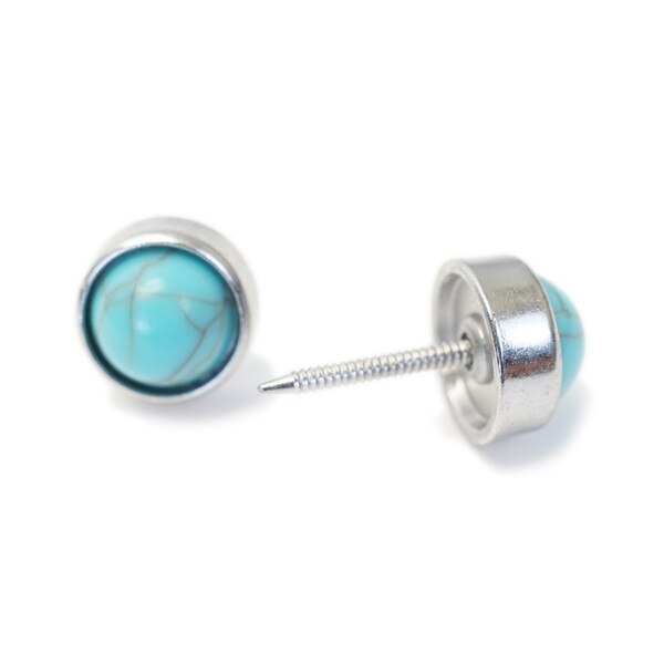 TCKRN.10pk.02.jpg Upholstery Tack - 5/8" Round - Turquoise/Silver Image