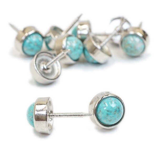 TCKRN.SLC.1.jpg Upholstery Tack - 5/8" Round - Turquoise/Silver Image